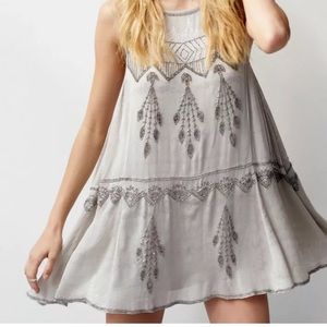 NWT Free people beaded holiday dress silver XS